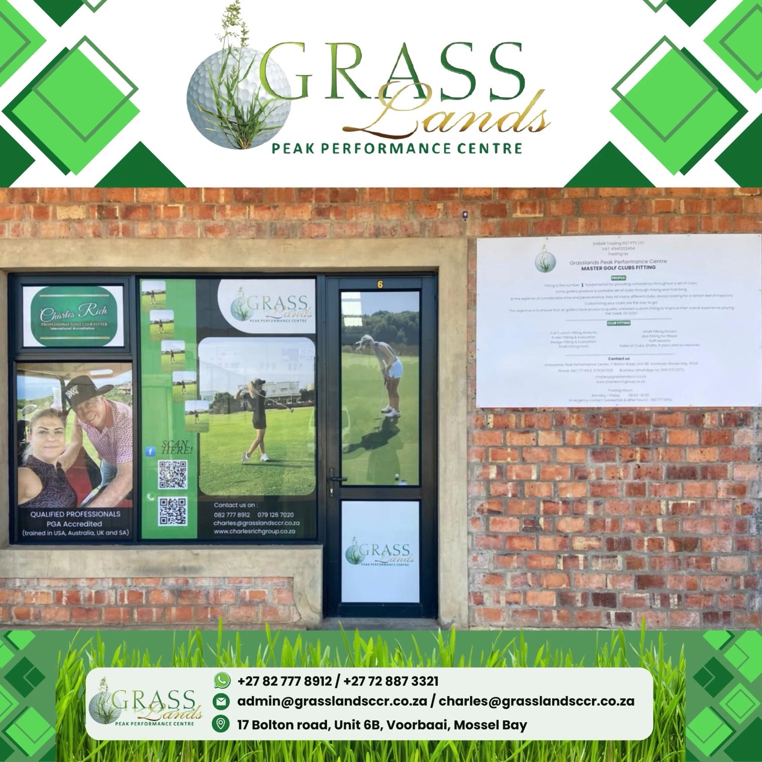 Grasslands Peak Performance Centre store front, 17 Bolton Road, Unit 6B, Voorbaai, Mossel Bay